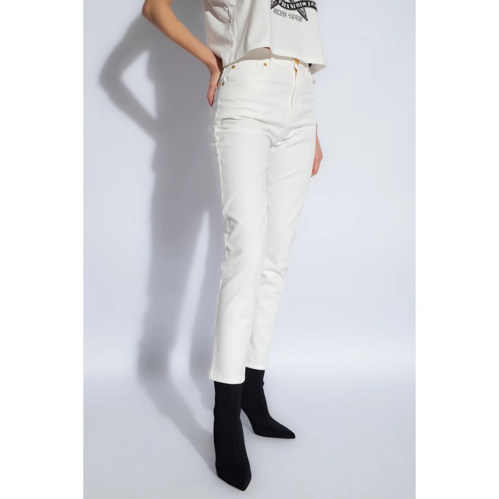 BALMAIN ハイウエストスリムフィットシンス CF1MG007DB69 0FA Balmain High Waist Slim Fit Jeans, Brand Size 44 (US Size 12