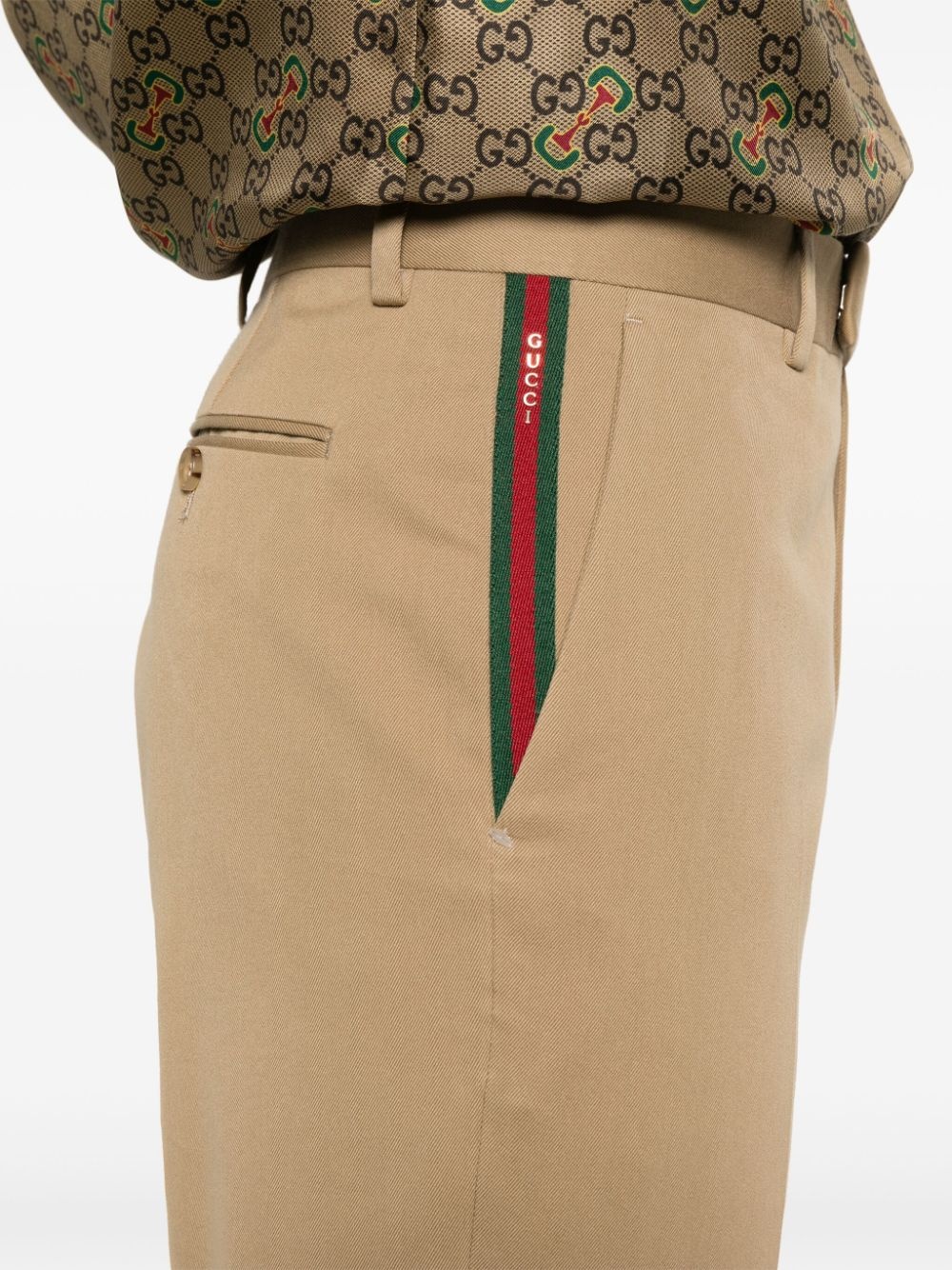 Web-stripe trim tailored trousers - 5