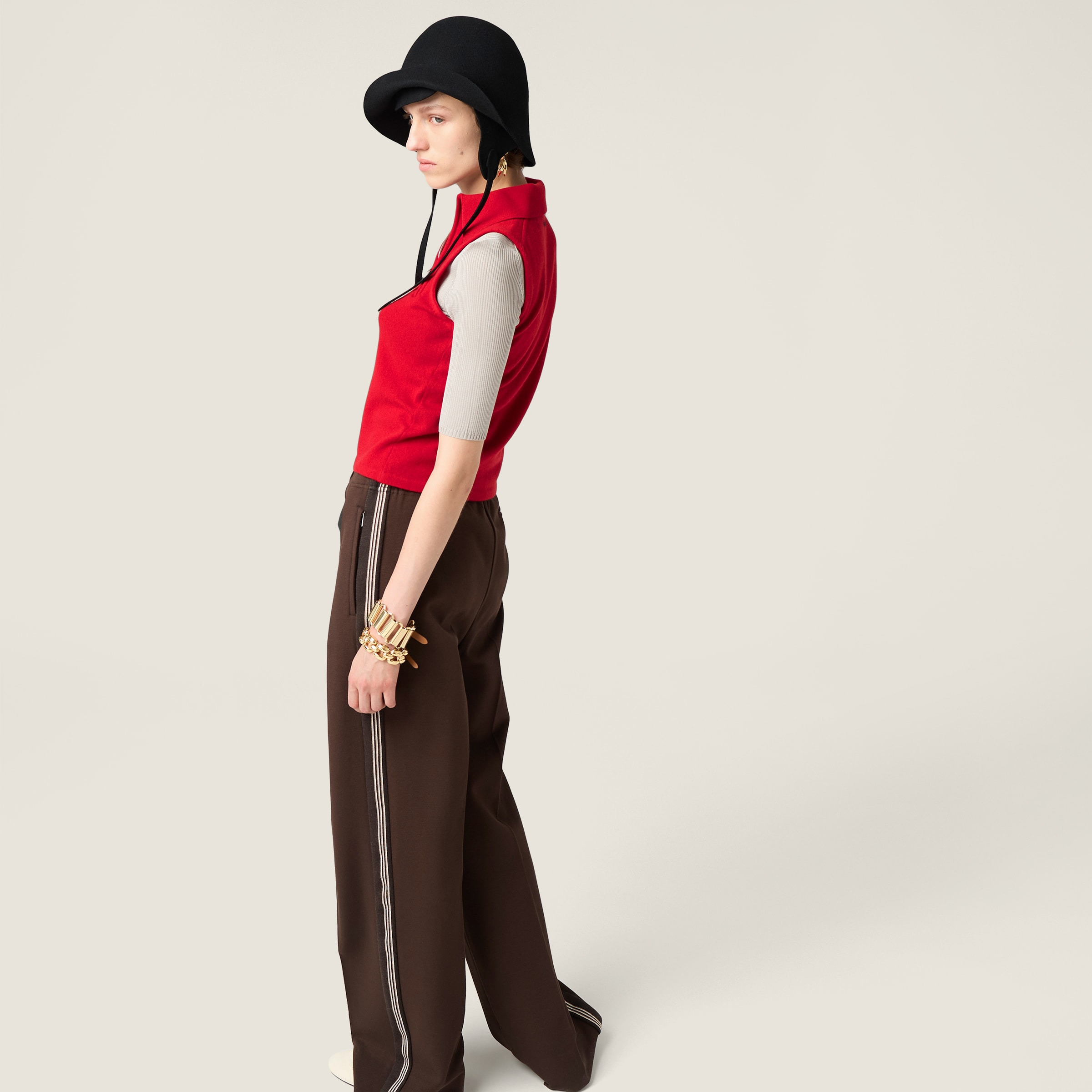 Sleeveless cashmere polo shirt - 5