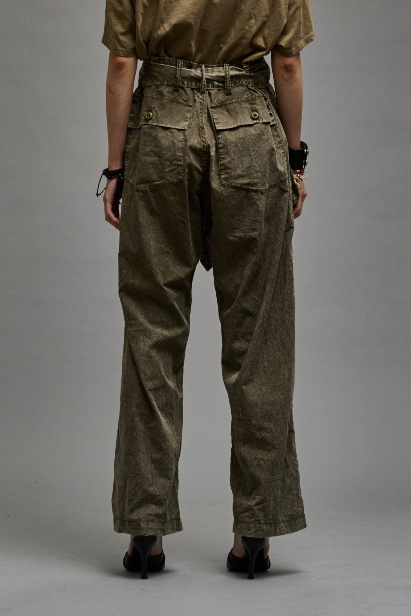 BELTED UTILITY PANT - OLIVE GARMENT DYE - 2