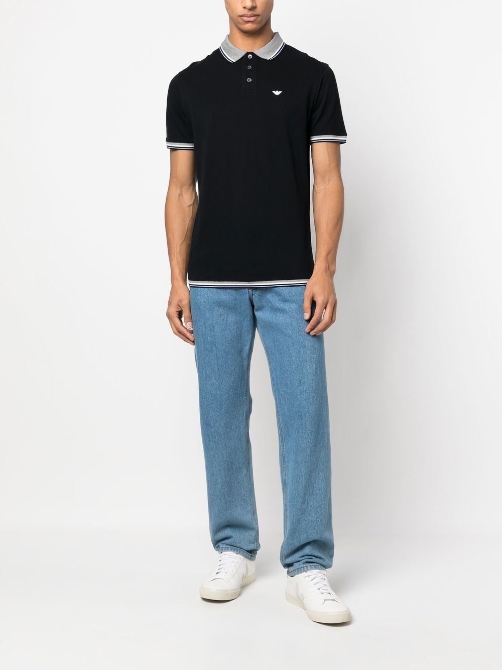 logo-embroidered tipped polo shirt - 2