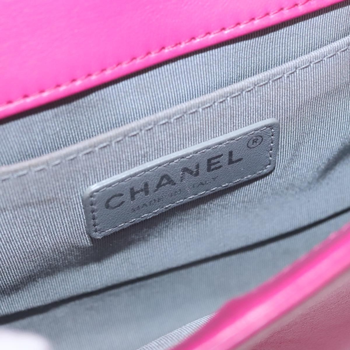 CHANEL Chain Boy CHANEL Matelasse Shoulder Bag Velor Pink CC - 16