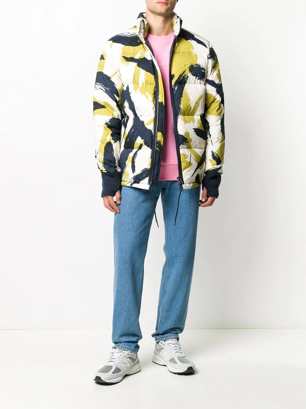 brush stroke print padded jacket - 2