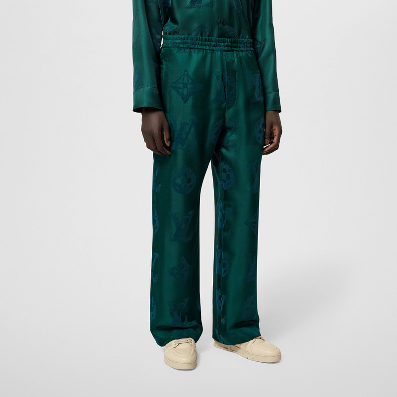 Monogram Flocked Silk Drawstring Pants 2