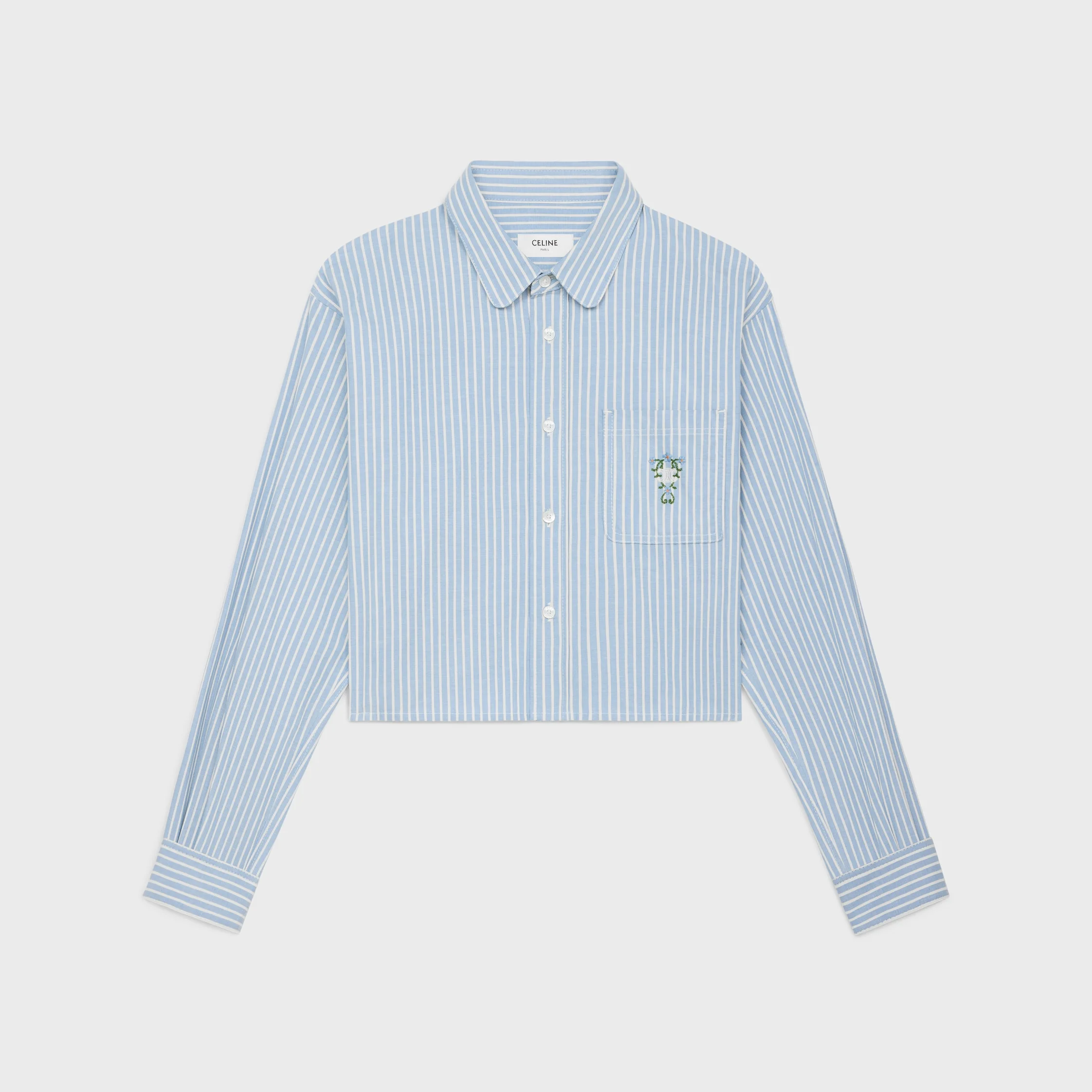 cropped shirt in hickory striped cotton - 1