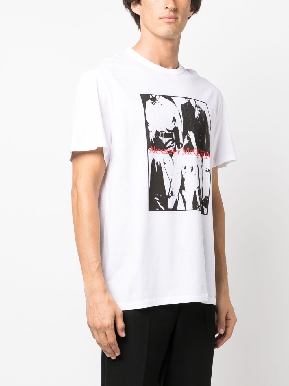 Alexander McQueen - Logo-Flocked Cotton-Jersey T-Shirt - White Alexander  McQueen