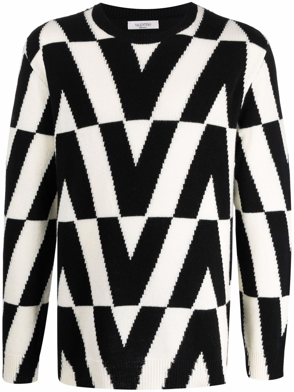 V-motif graphic-knit long-sleeve jumper - 1