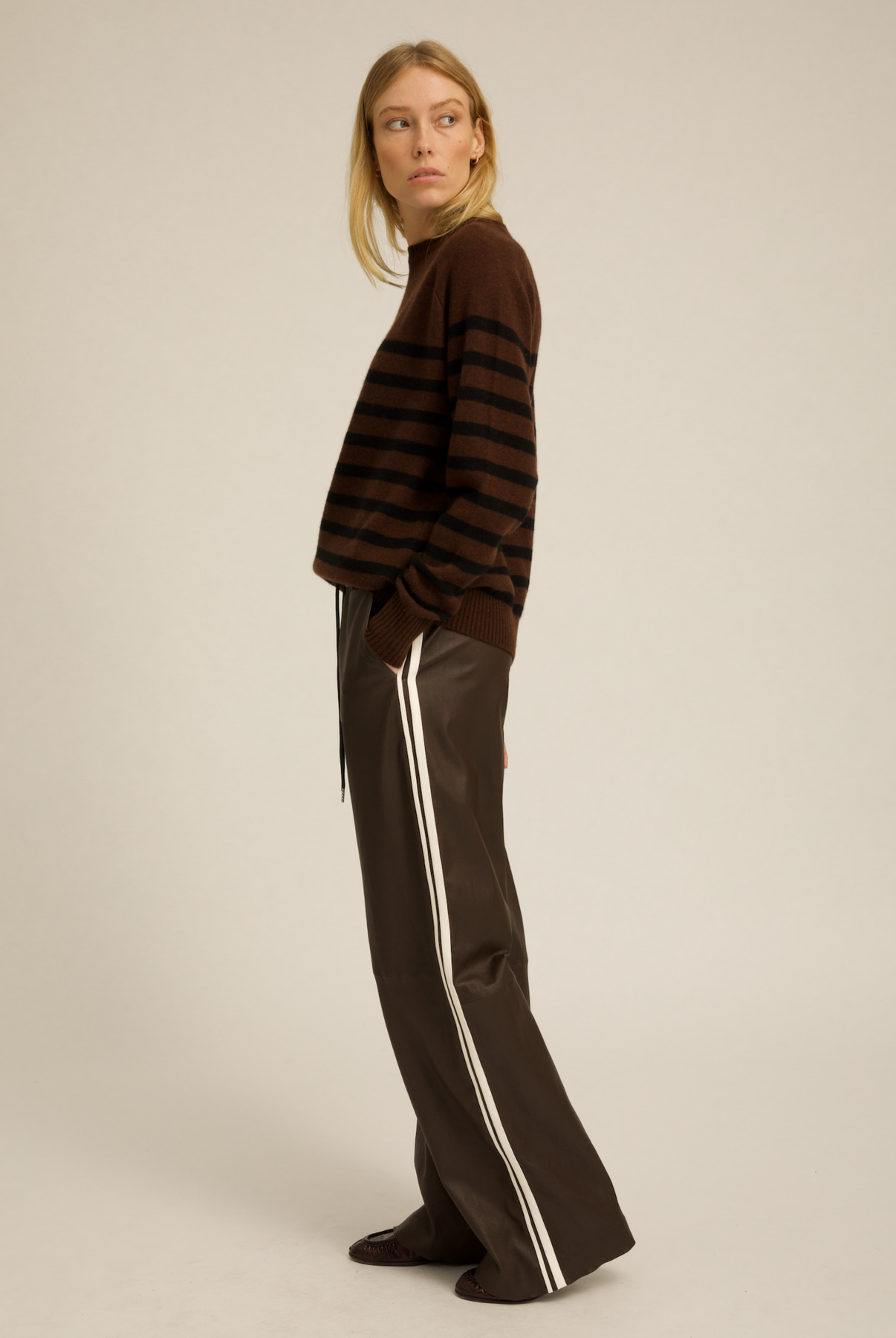 AMERICANO LEATHER BAGGY ATHLETIC PANTS - 3