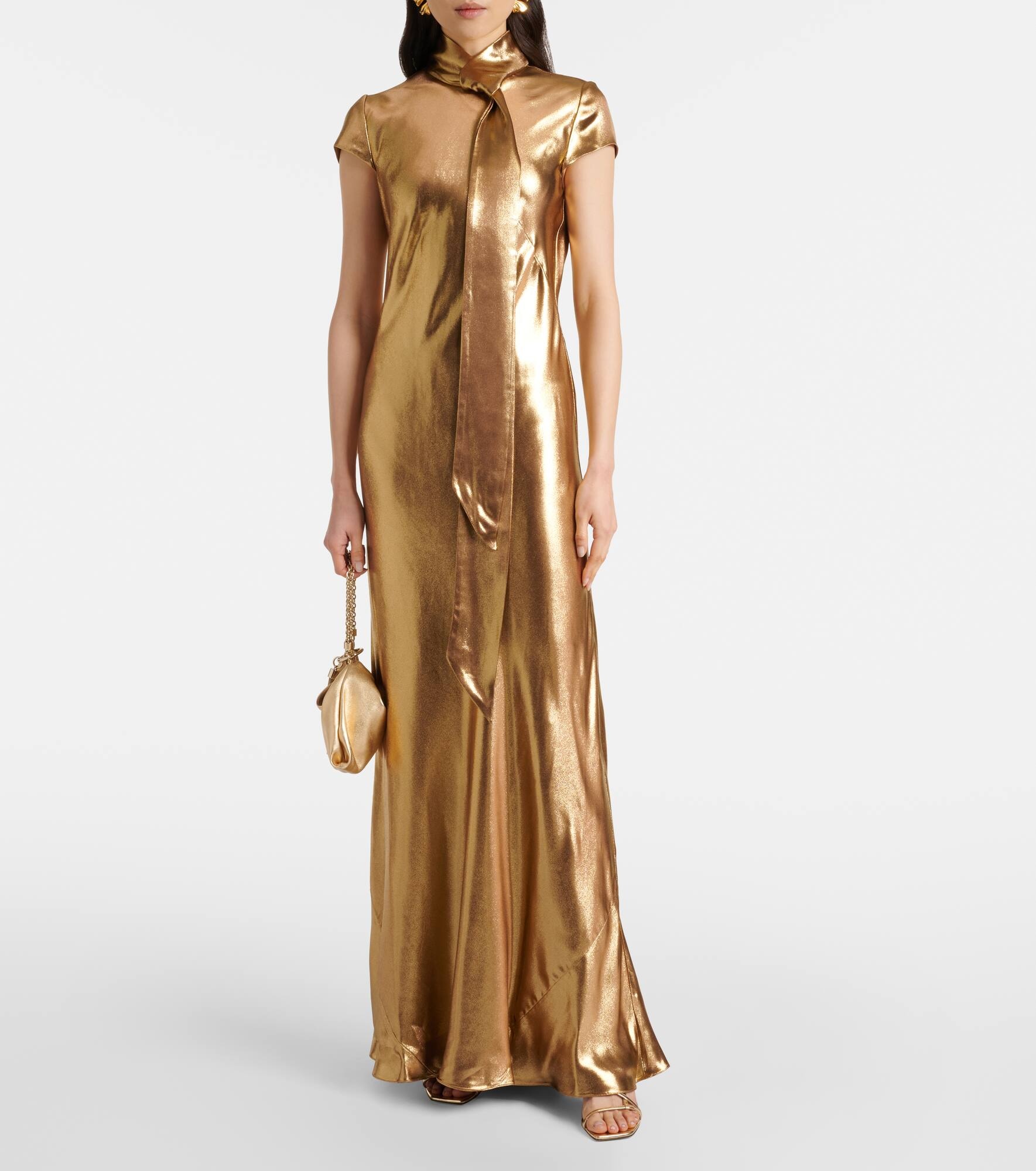Solar Gaze scarf-detail satin gown - 2