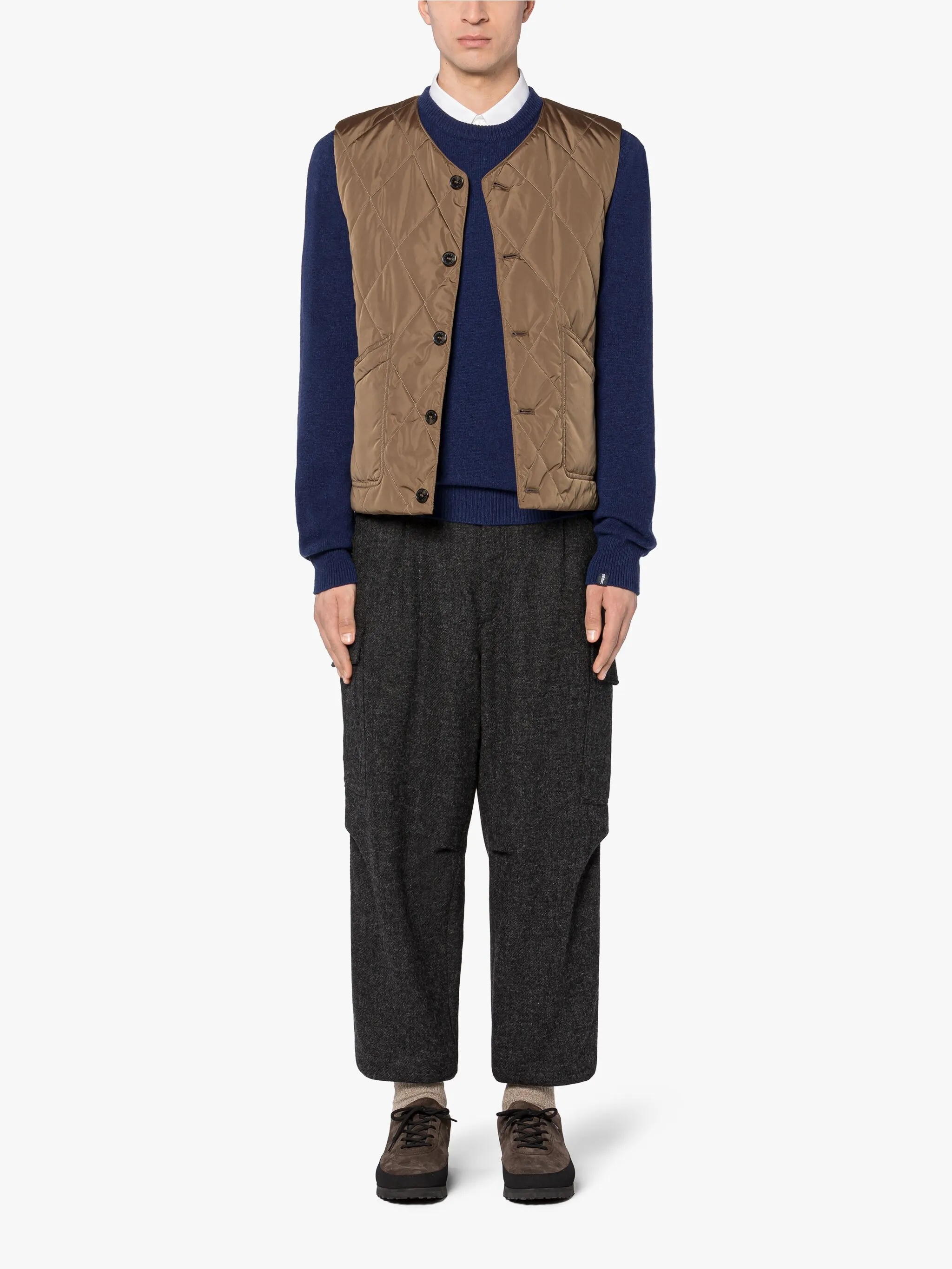 GREY WOOL CARGO TROUSERS - 2