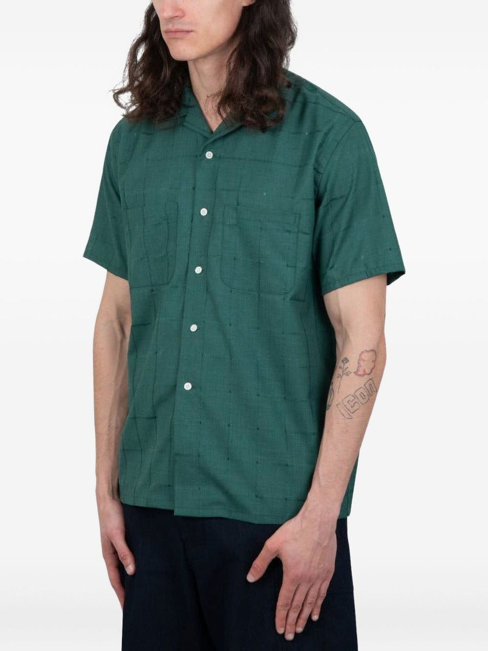 grid-pattern short-sleeve shirt - 2