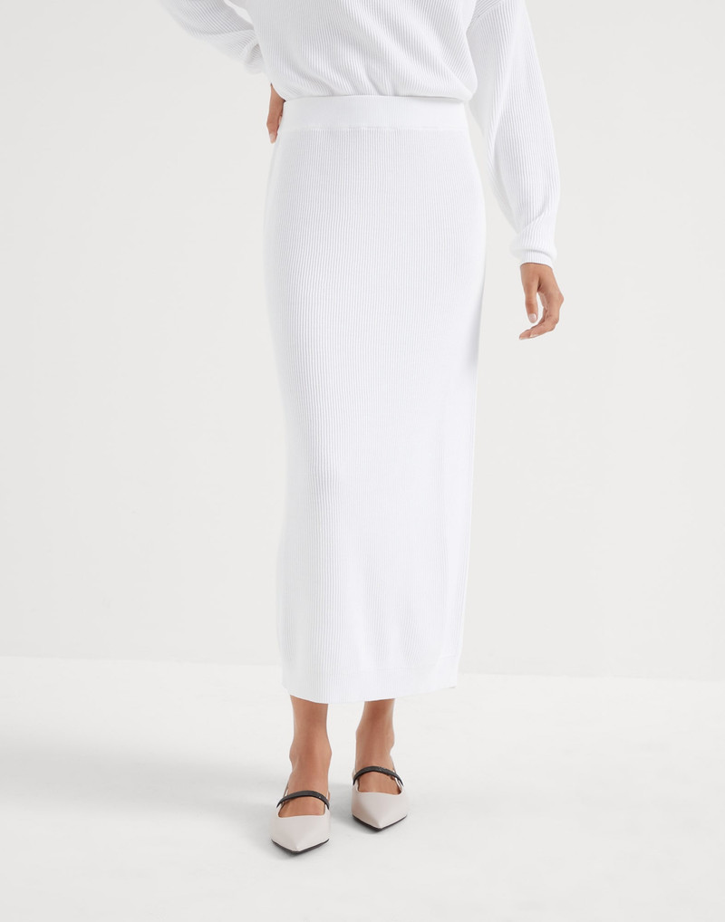 Cotton English rib knit midi skirt 1