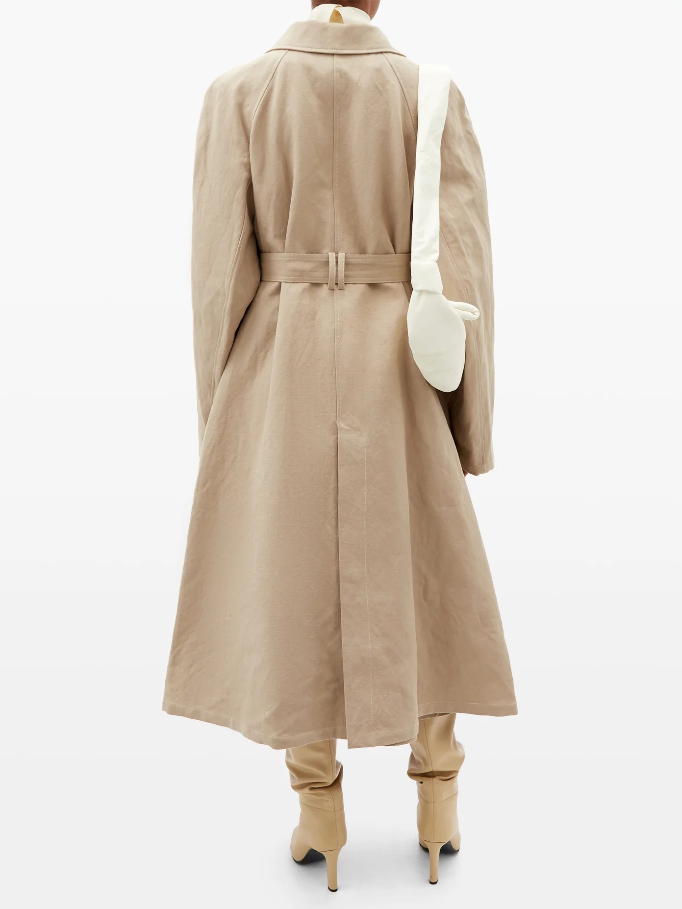 Belted linen and cotton-blend canvas coat - 5