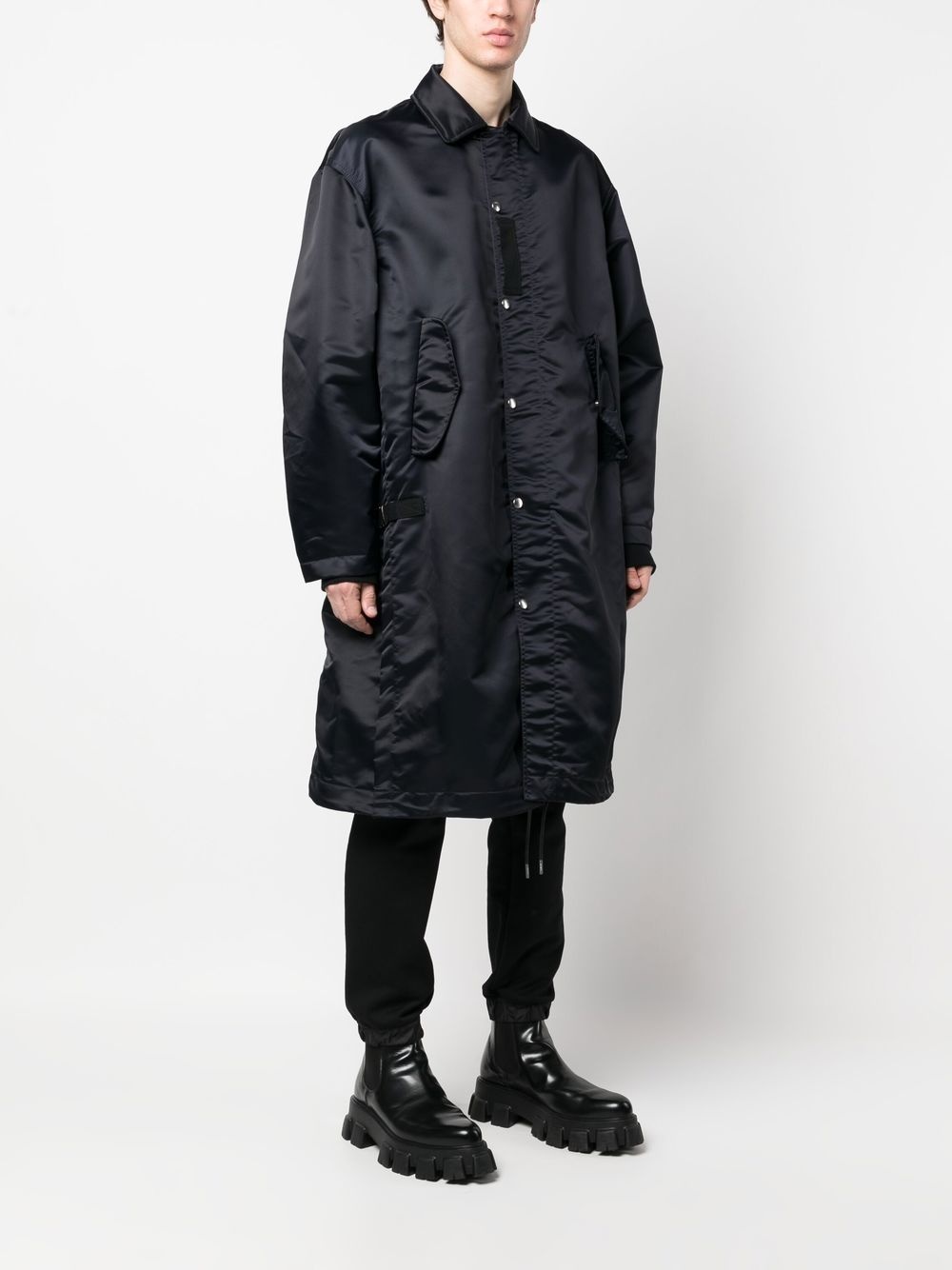 press-stud fastening long coat - 3