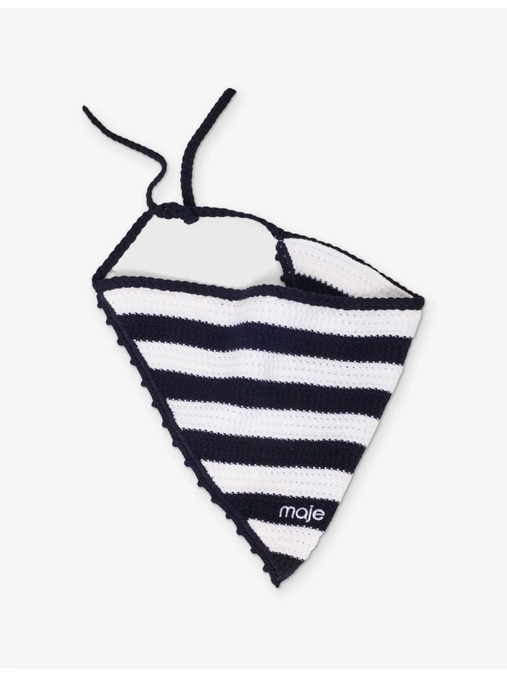 Striped Knitted Bandana Scarf - 1
