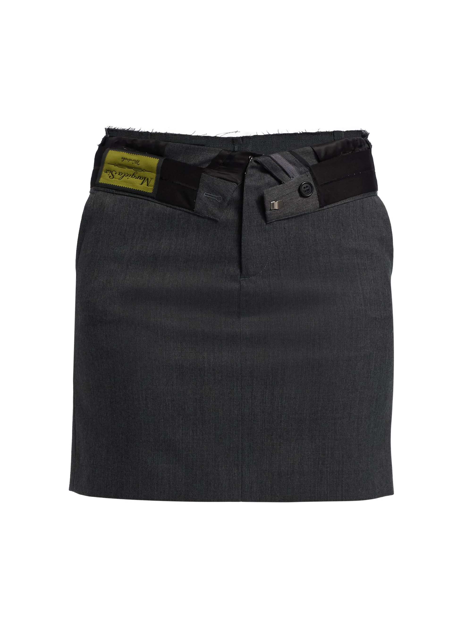 Women's Deconstructed Wool-Blend Miniskirt - Dark Grey Melange - 1