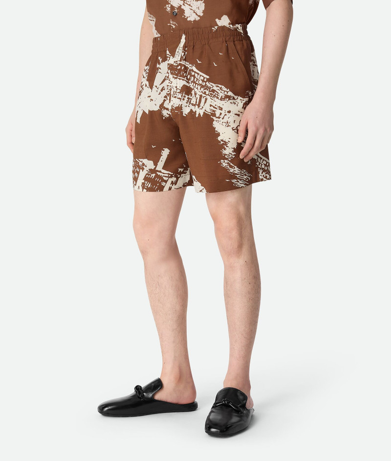 Bottega Veneta Italian Postcard Silk Shorts outlook