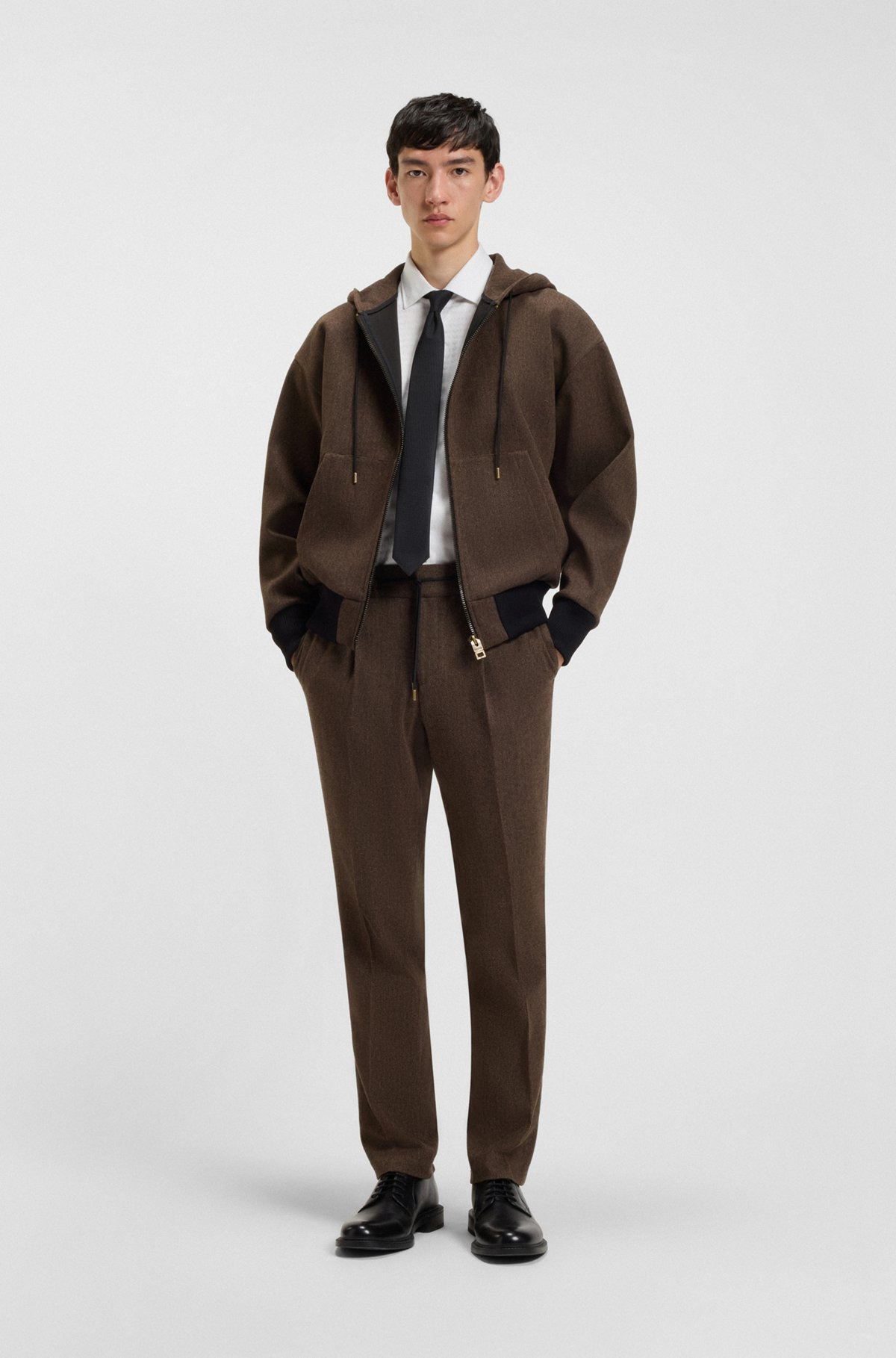 SLIM-FIT TROUSERS IN HERRINGBONE CLOTH - 3