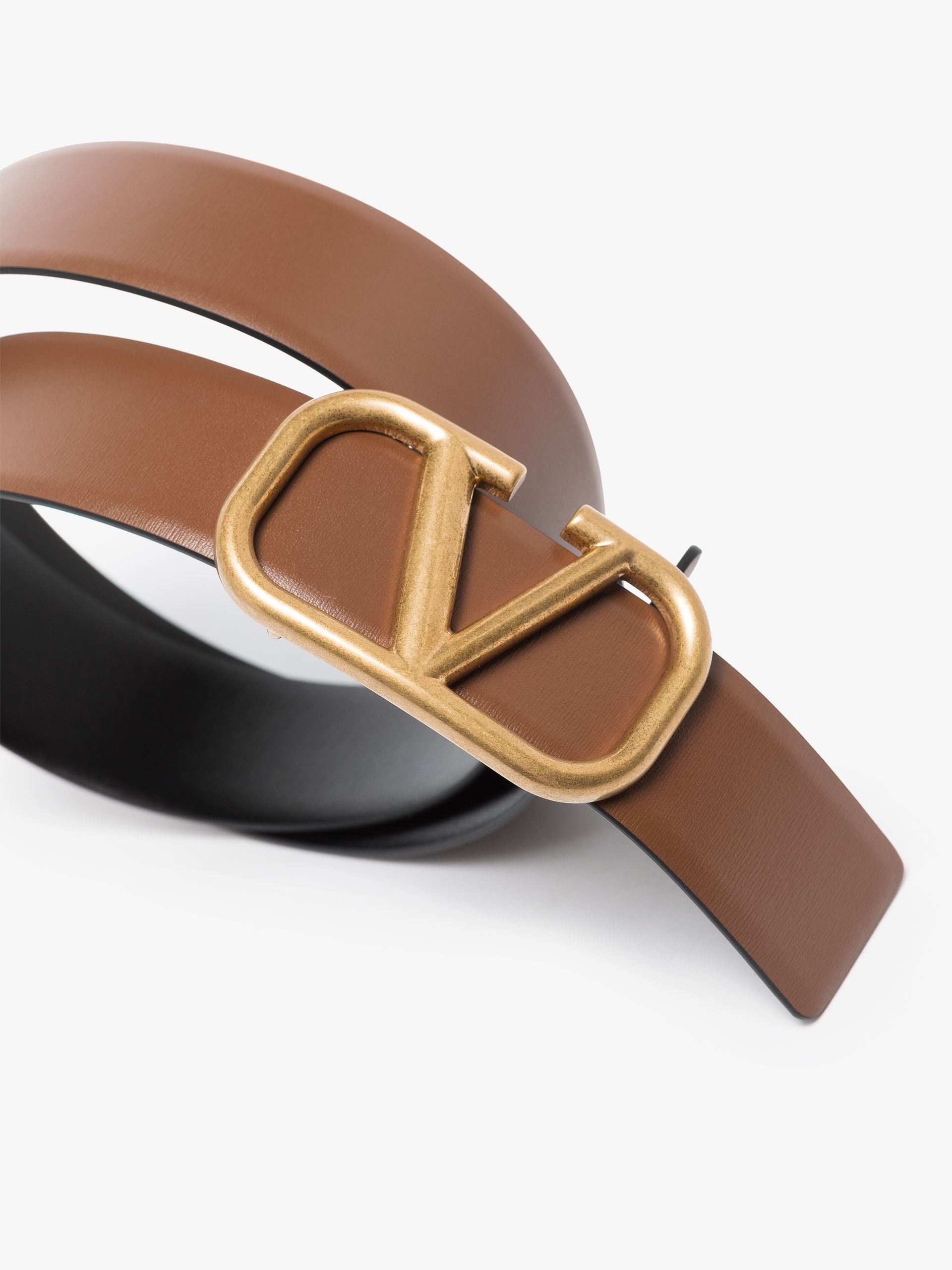 Brown VLogo Signature reversible leather belt - 3