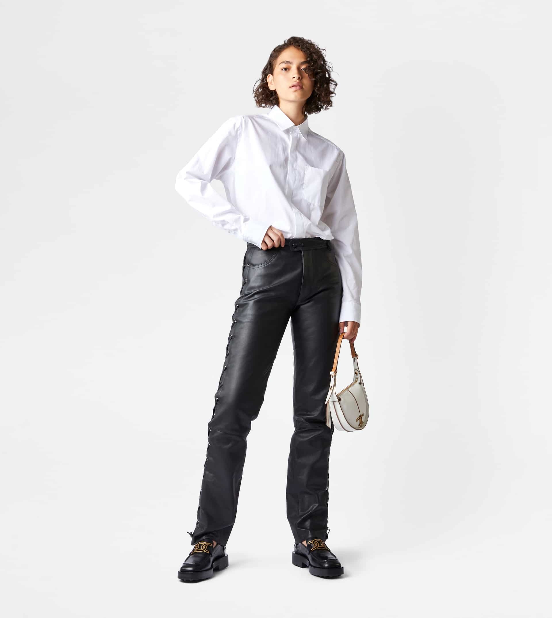 TOD'S TROUSERS IN LEATHER - BLACK - 2