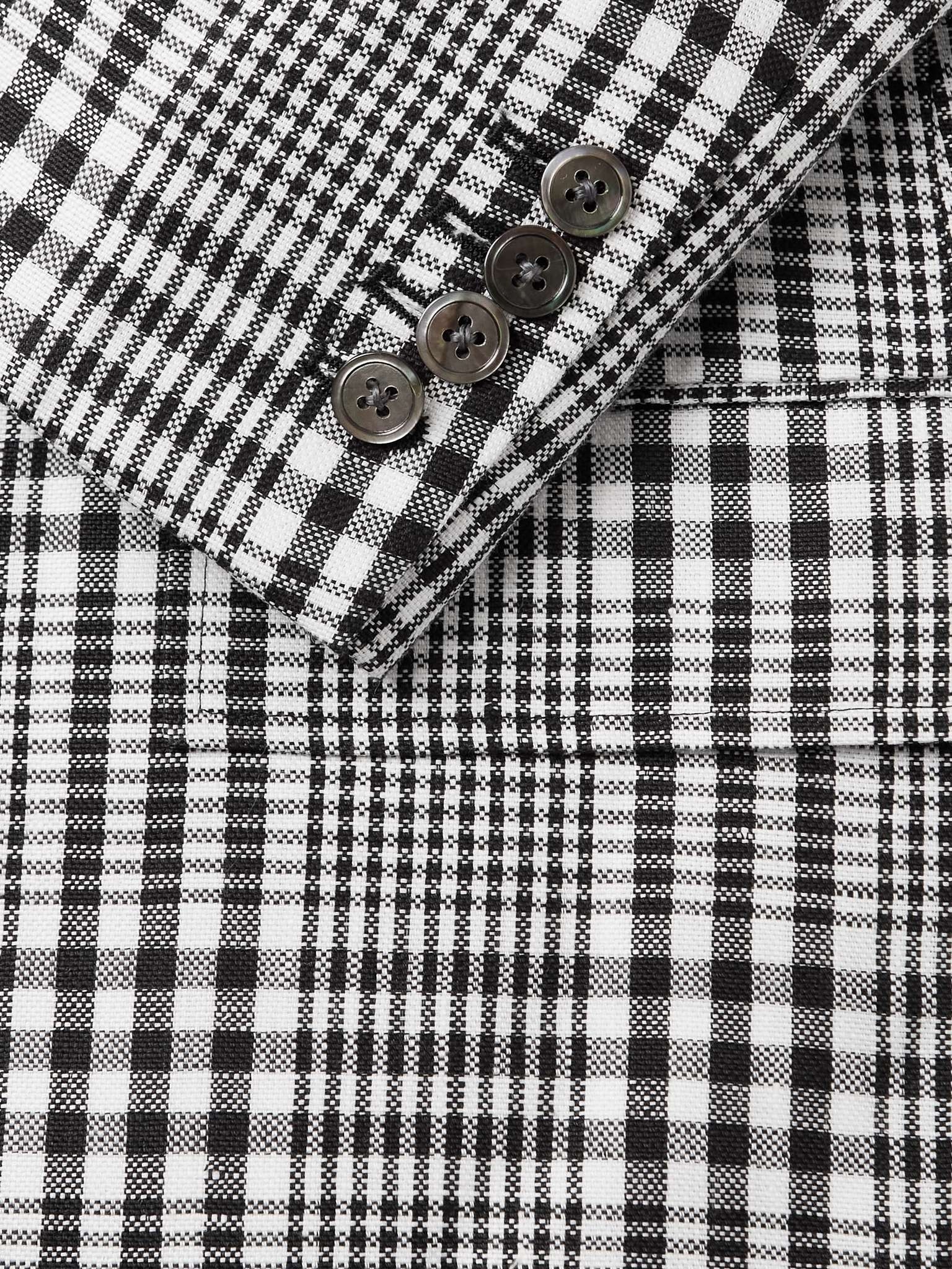 Striped Checked Linen Blazer - 5