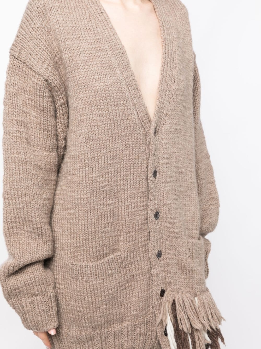 purl-knit V-neck cardigan - 5