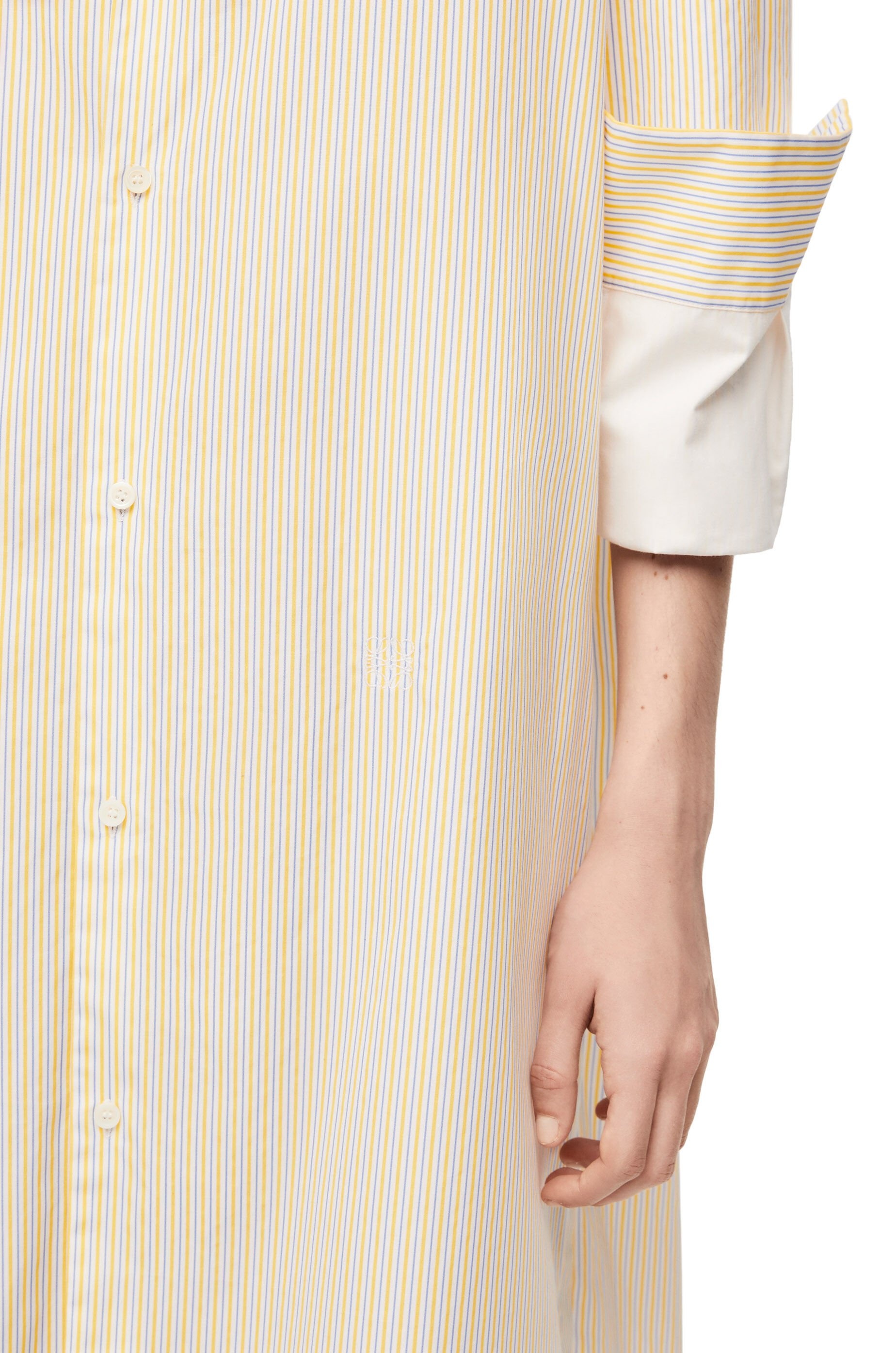 Turn-up shirt dress in striped cotton - 4