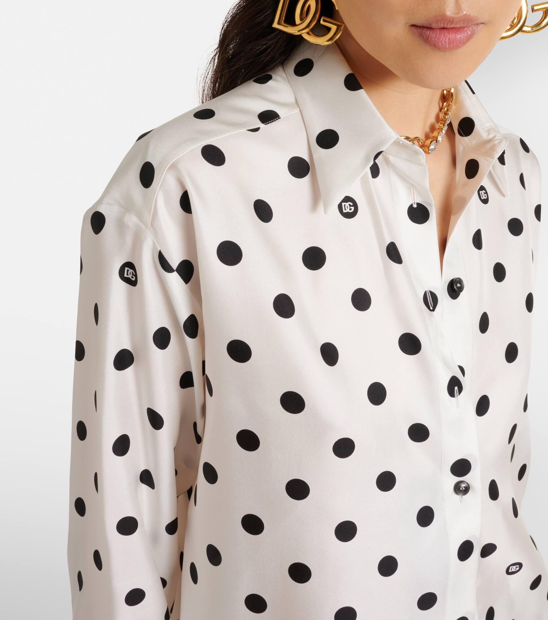 Polka-dot silk twill shirt - 4