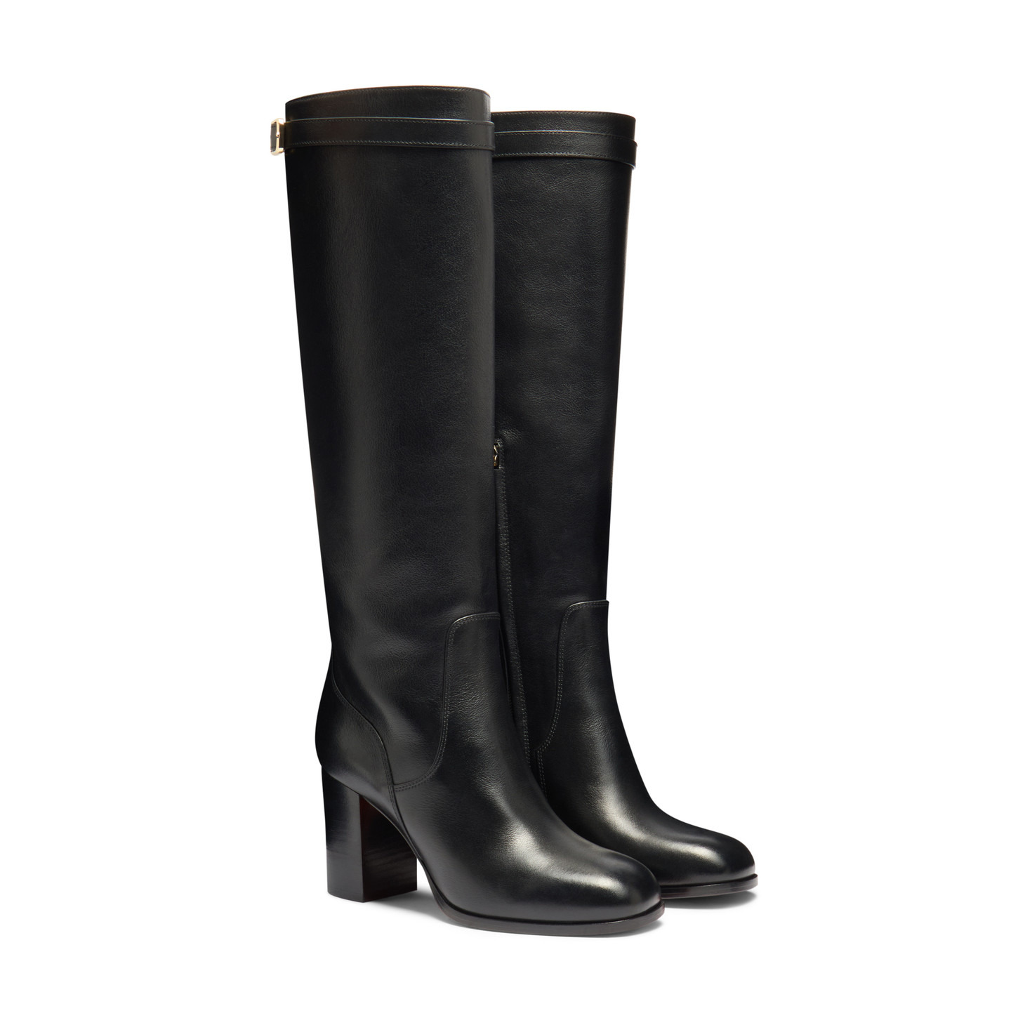 Women's black leather high-heel boot - 2