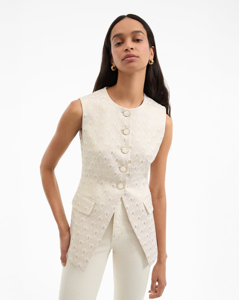 VERONICA BEARD LOIS GOLD-PRINT VEST outlook