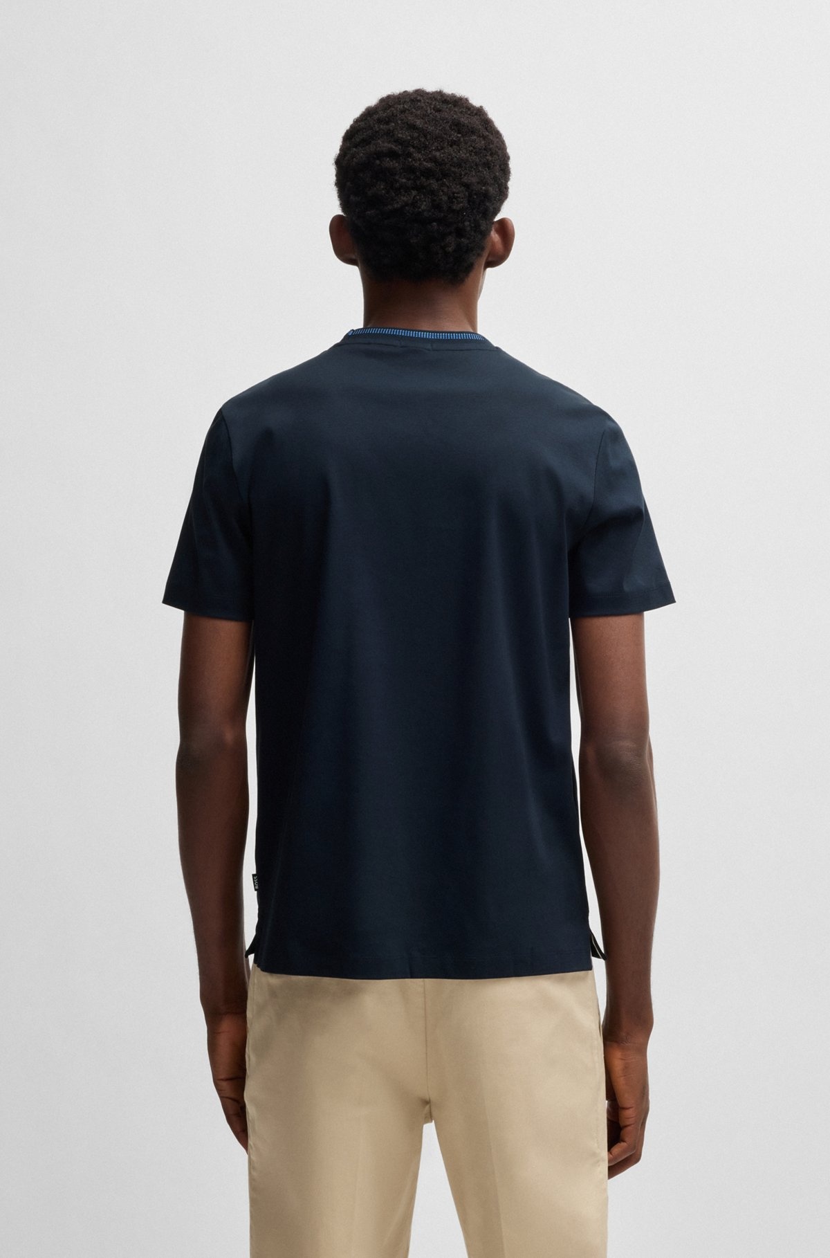 MERCERIZED-COTTON SLIM-FIT T-SHIRT WITH COLLAR STRIPE - 5