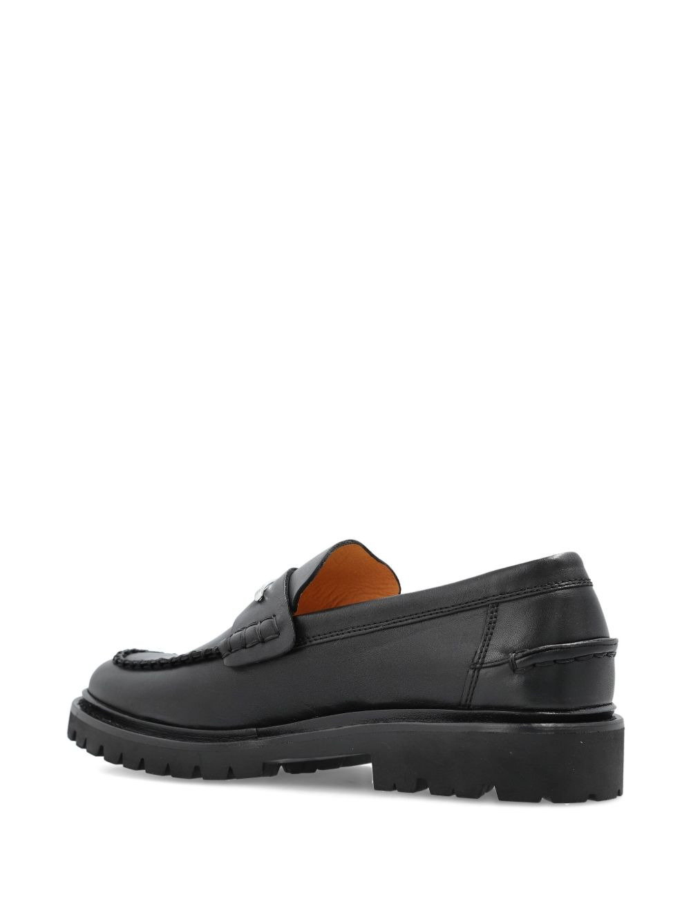 logo-plaque leather loafers - 4