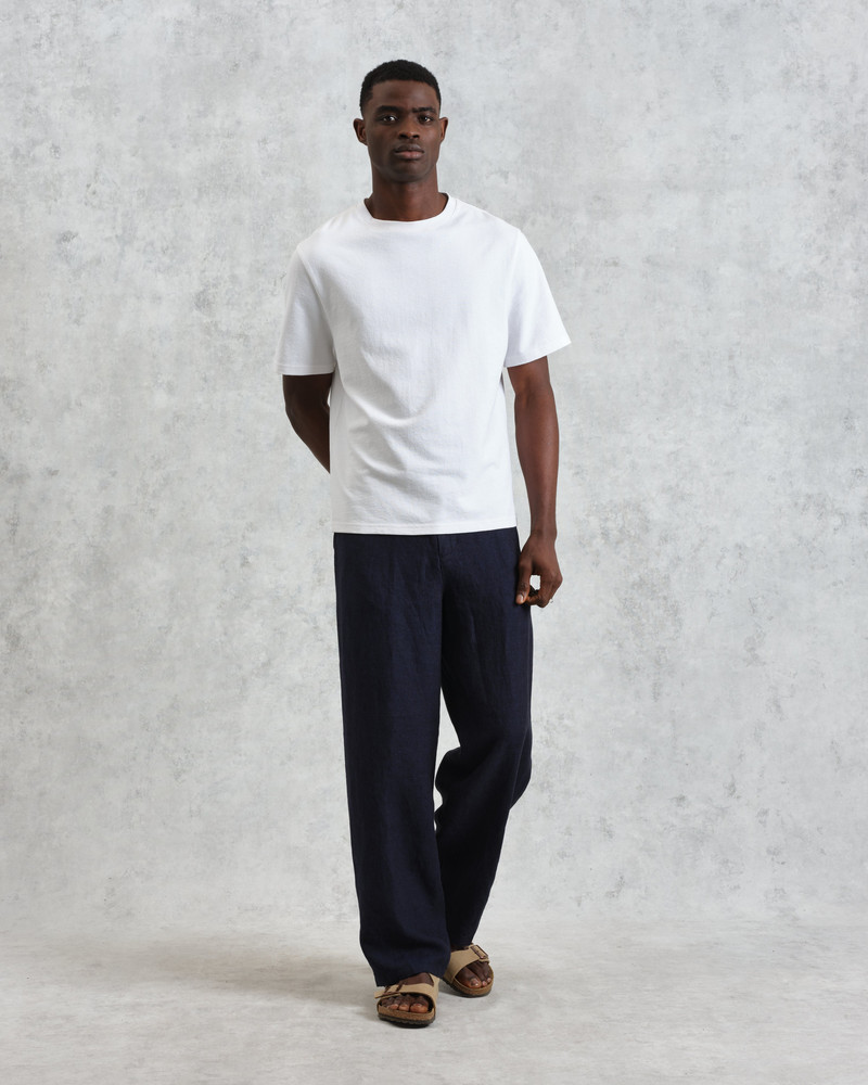 Glencoe - Navy Two-Tone Linen Trousers 3