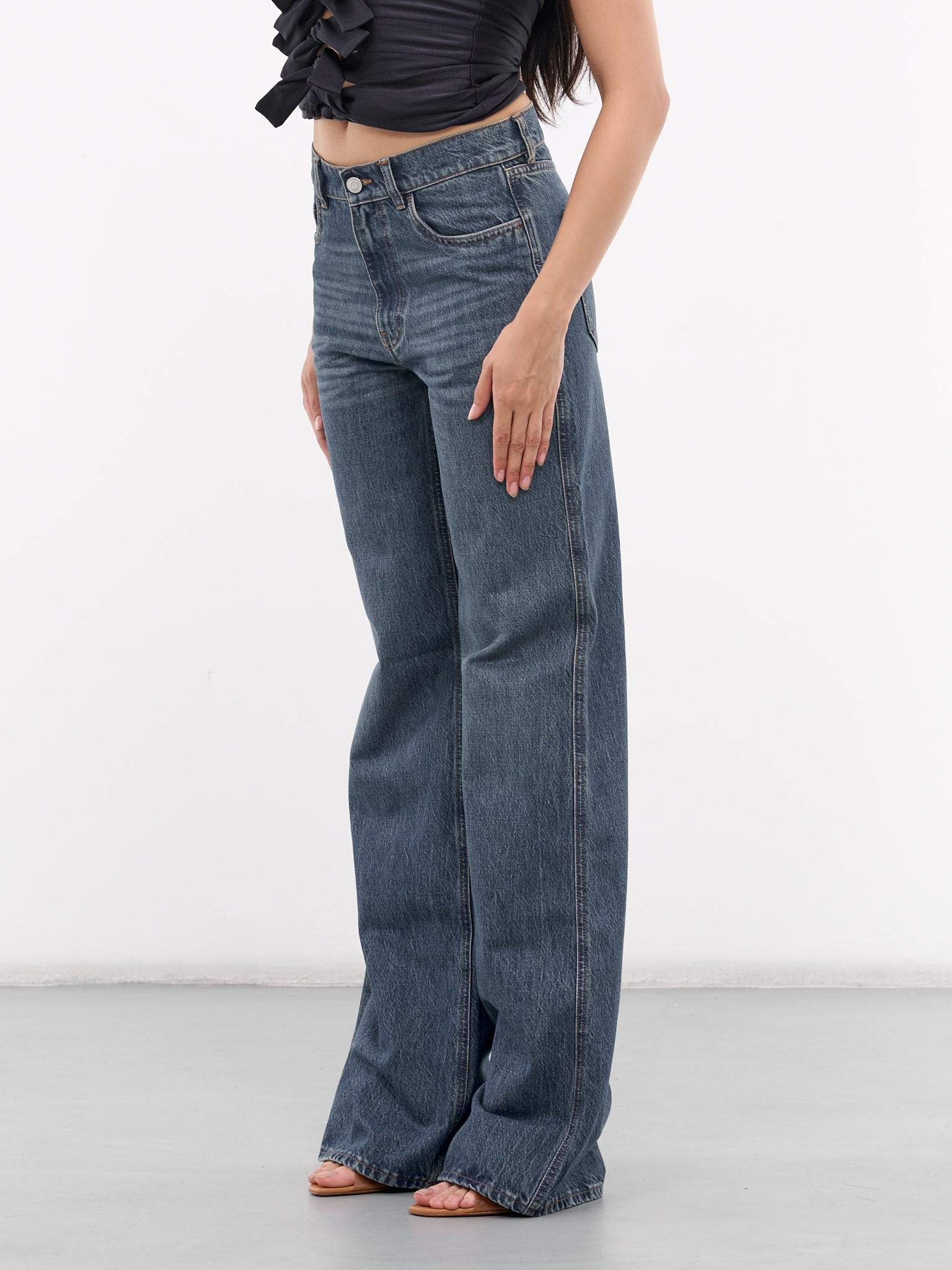 Wide Leg Denim Jeans - 2