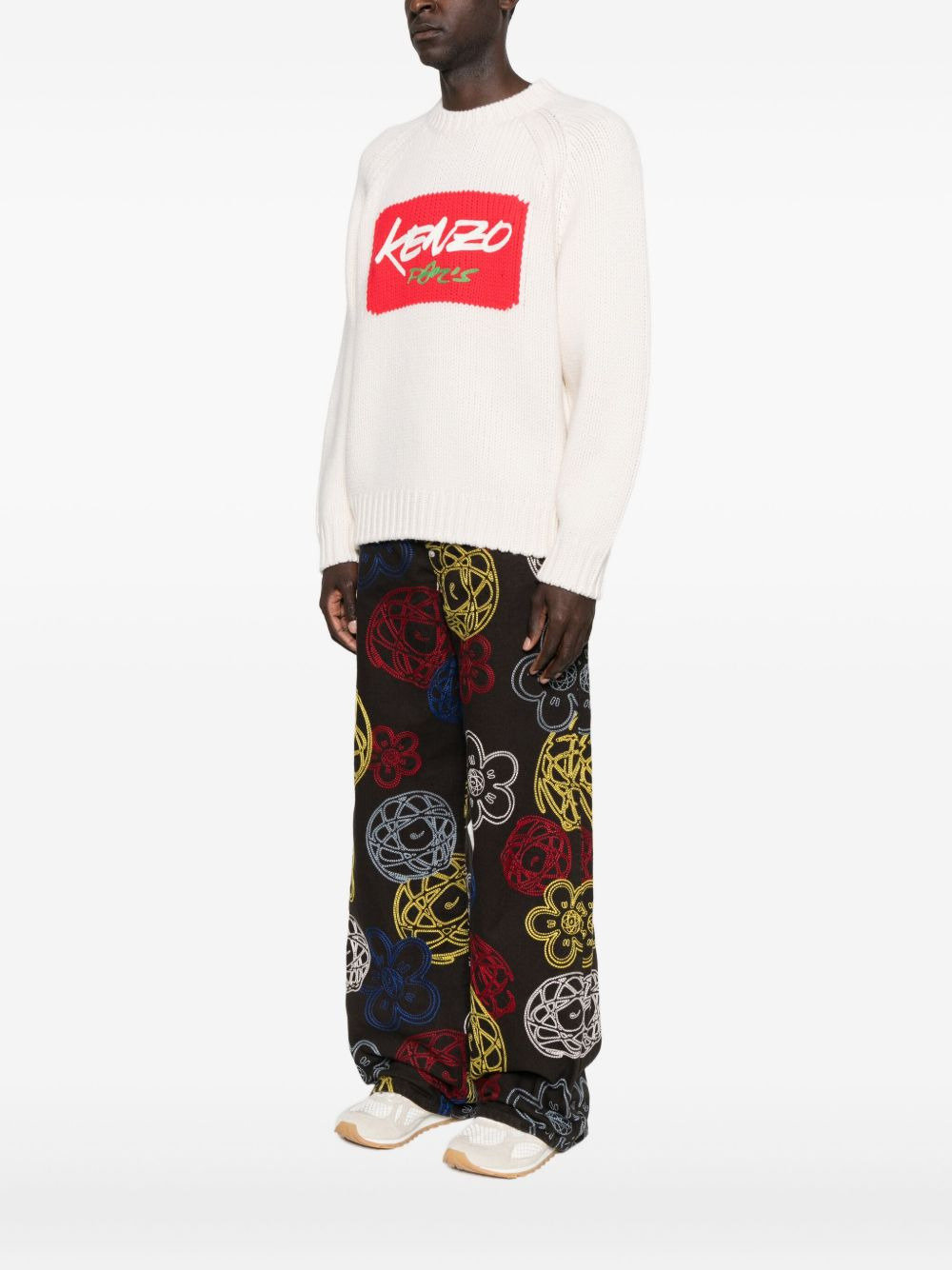 logo-print crew-neck sweater - 3