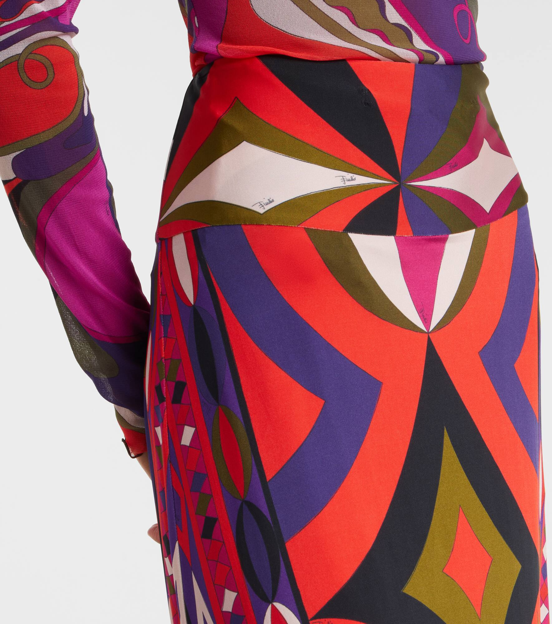 Printed jersey satin maxi skirt - 4