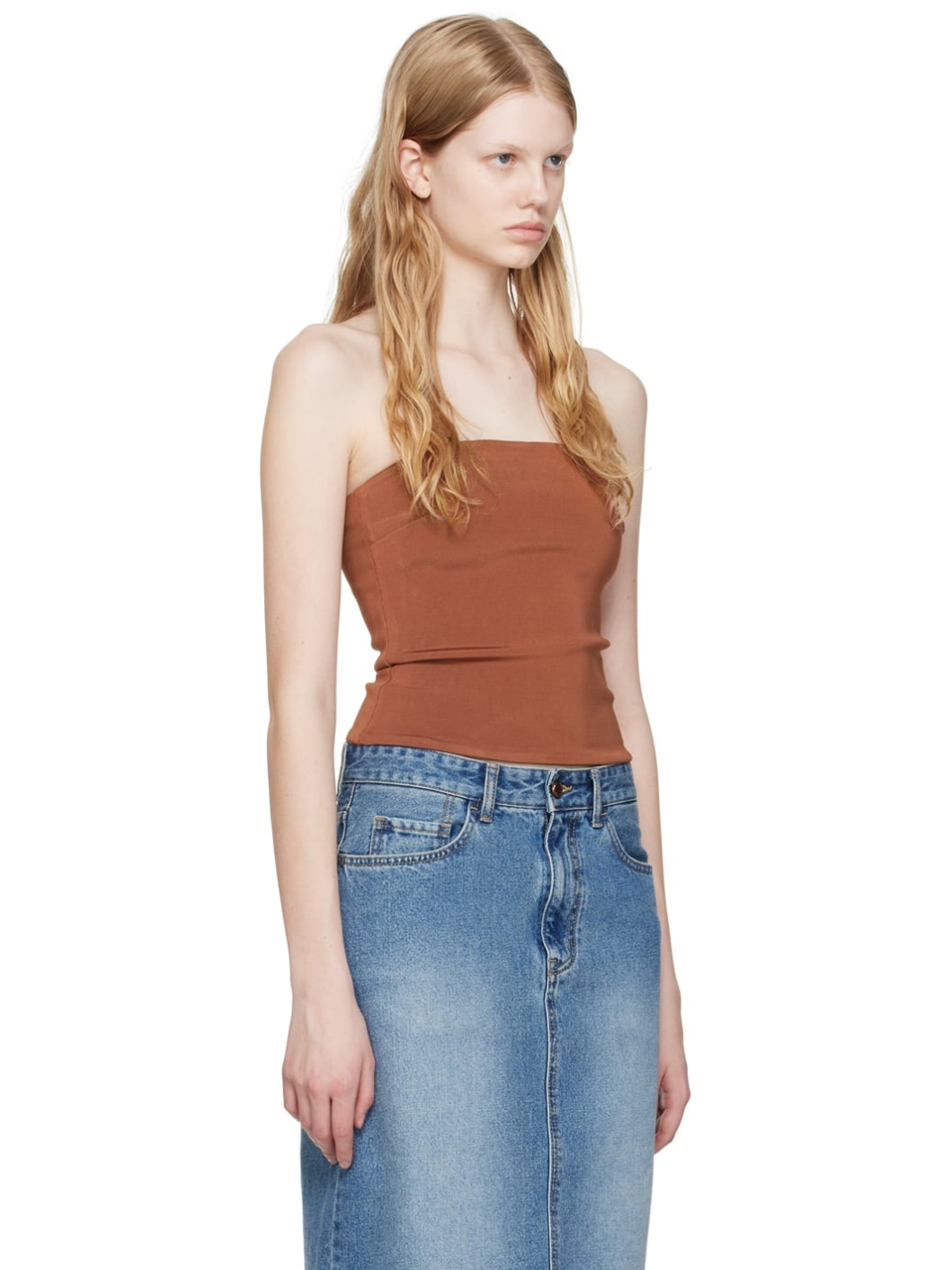 Brown Strapless Tube Top - 2