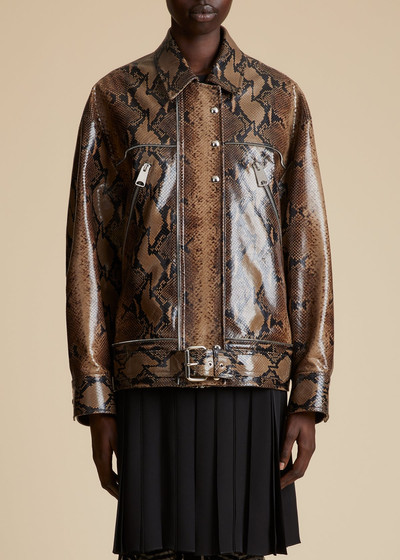KHAITE The Herman Jacket in Brown Python-Embossed Leather outlook