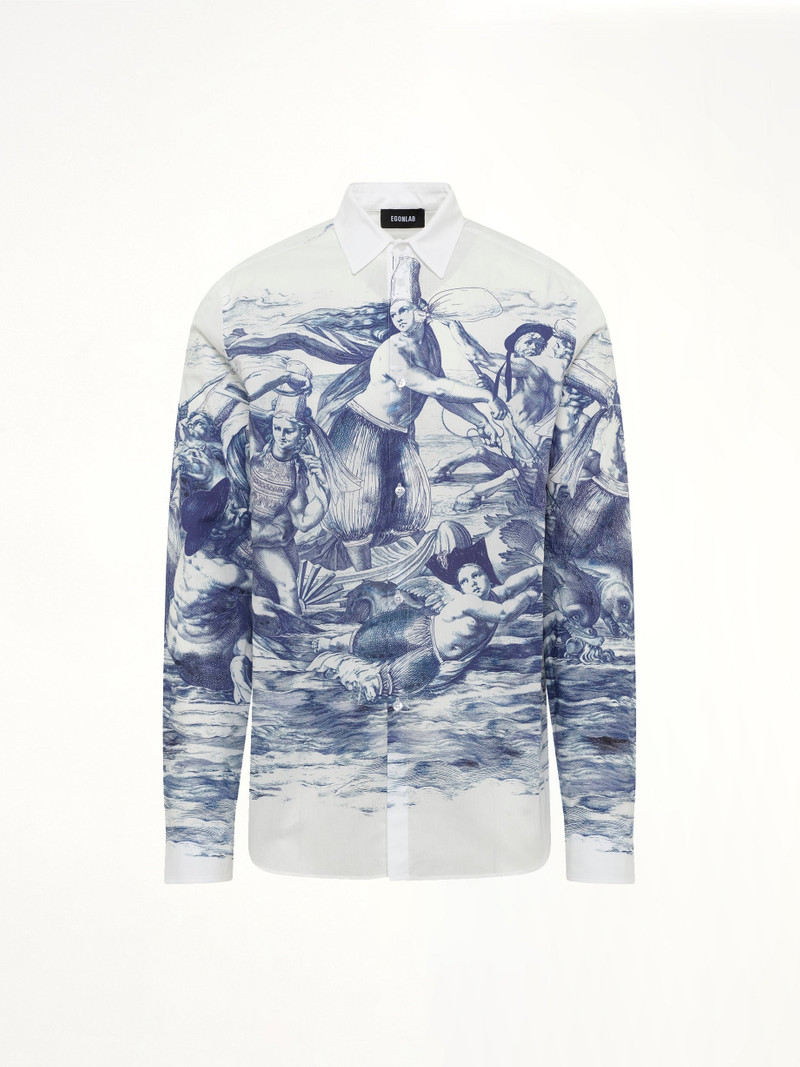 EGONLAB Breizh print Long Sleeve Shirt in Blue outlook