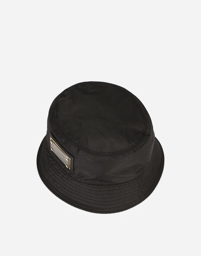 Dolce & Gabbana Nylon bucket hat with branded plate outlook