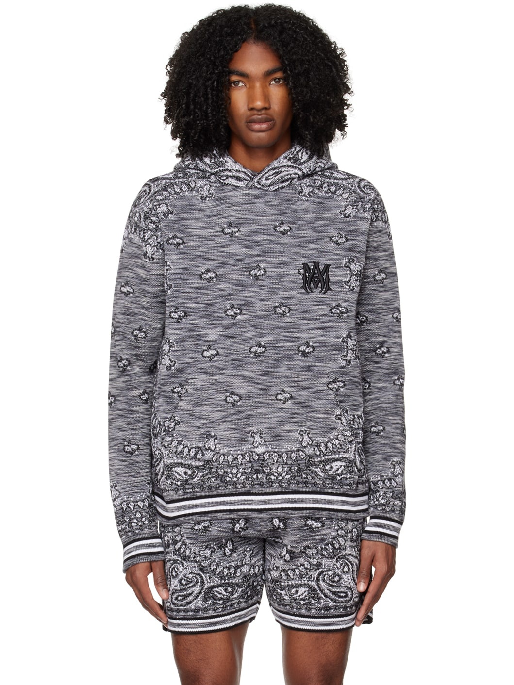 Black & Gray Bandana Hoodie - 1