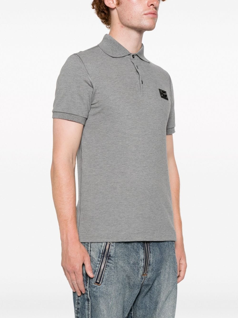 logo-plaque cotton polo shirt - 3