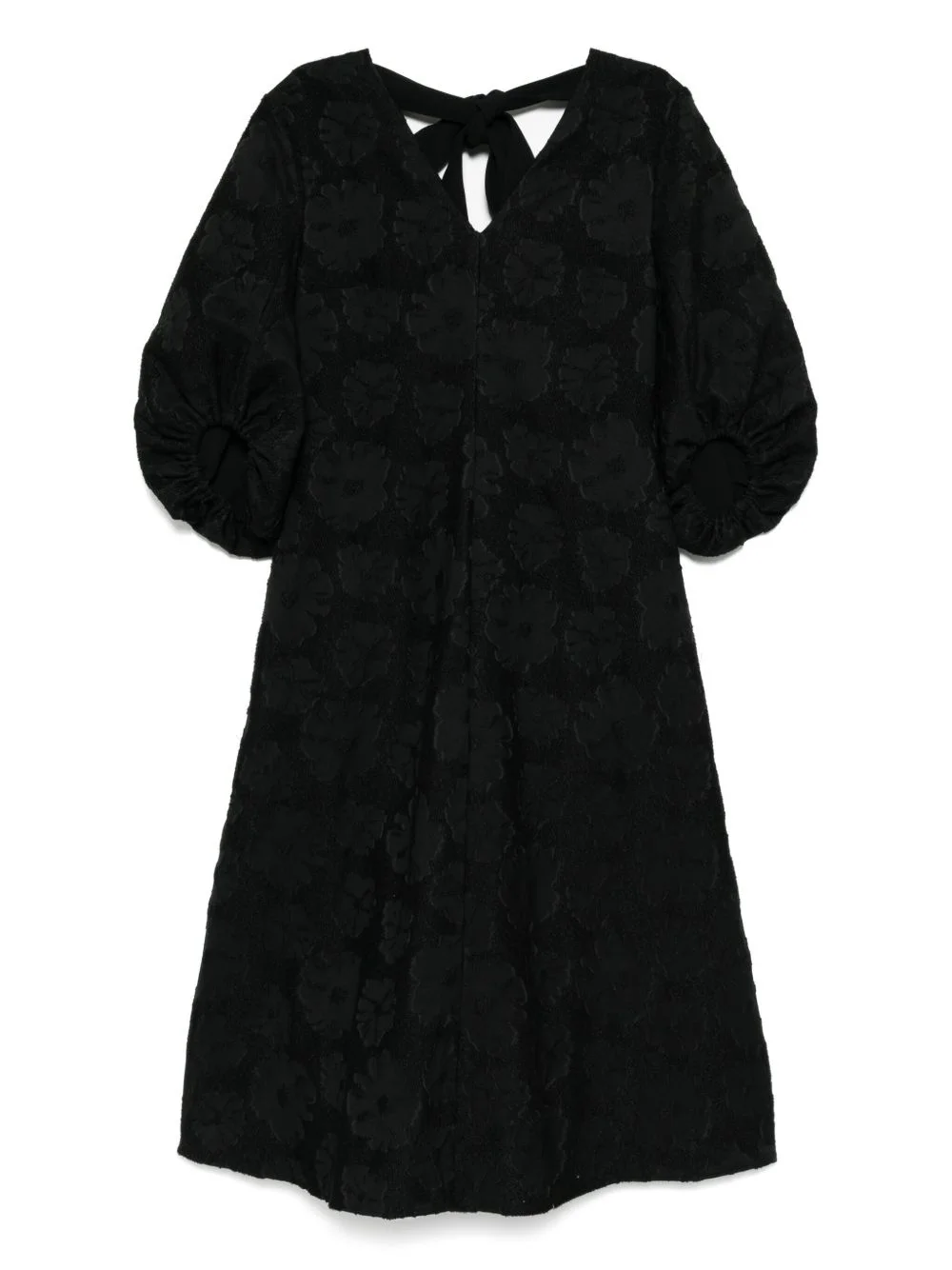 3/4 volume-sleeved midi dress - 1