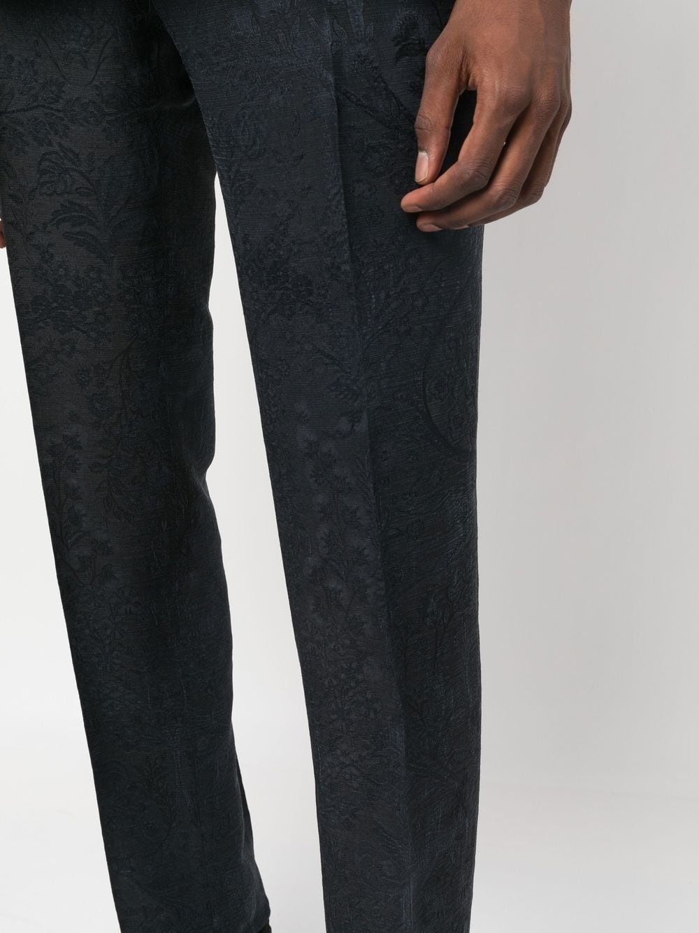 pressed-crease jacquard tailored trousers - 5