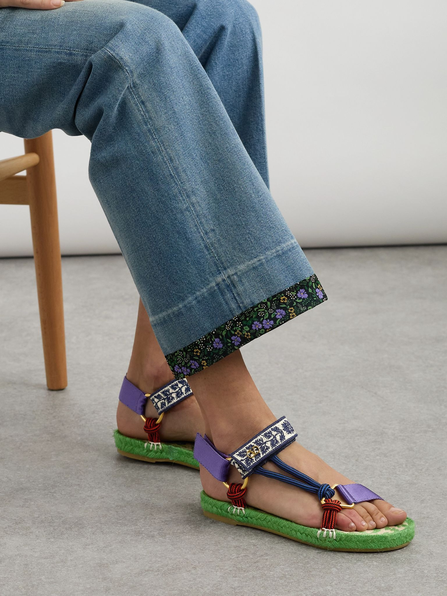 Grosgrain, cord and jacquard espadrille sandals Multi - 2
