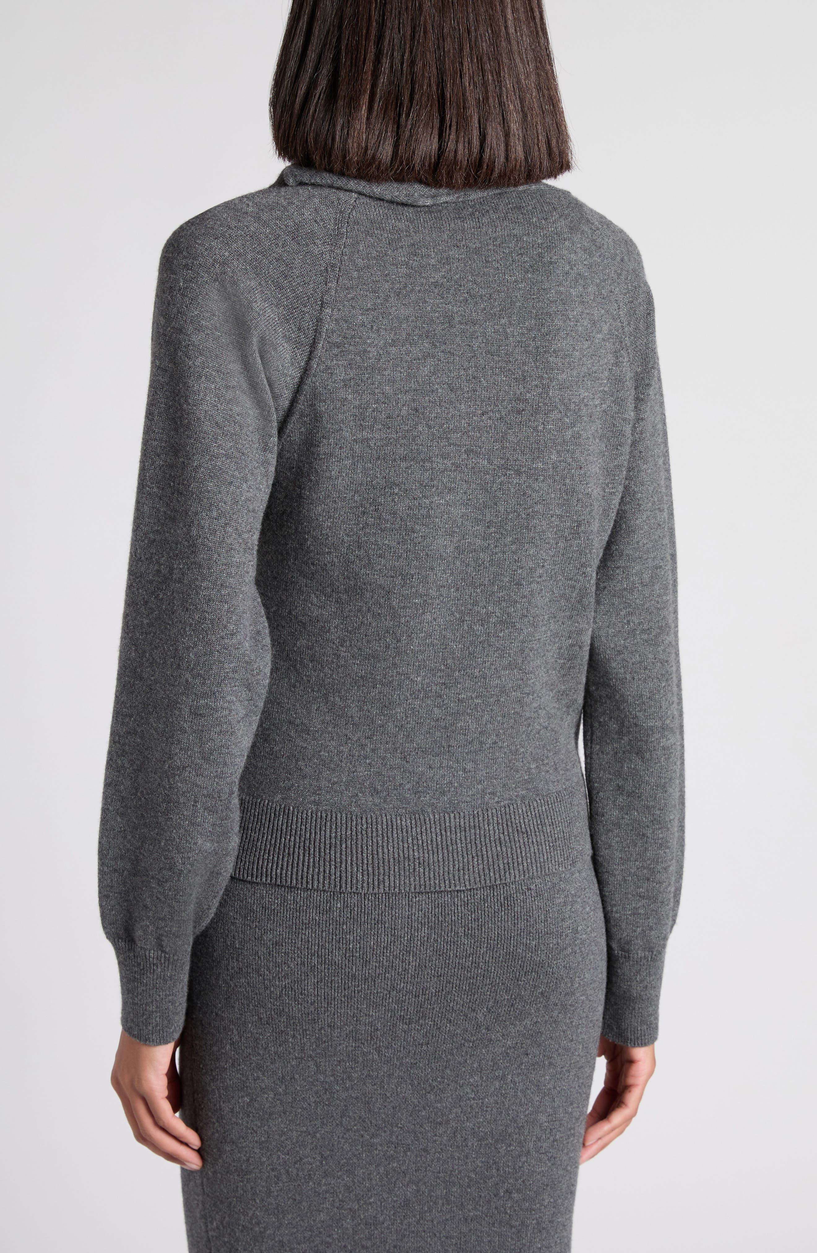 TOM FORD Wrap Detail Cashmere & Cotton Sweater in Ig712 Dark Grey Melange at Nordstrom - 3
