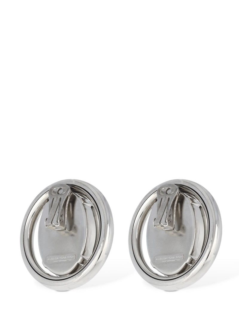 Oval crystal stud earrings - 4