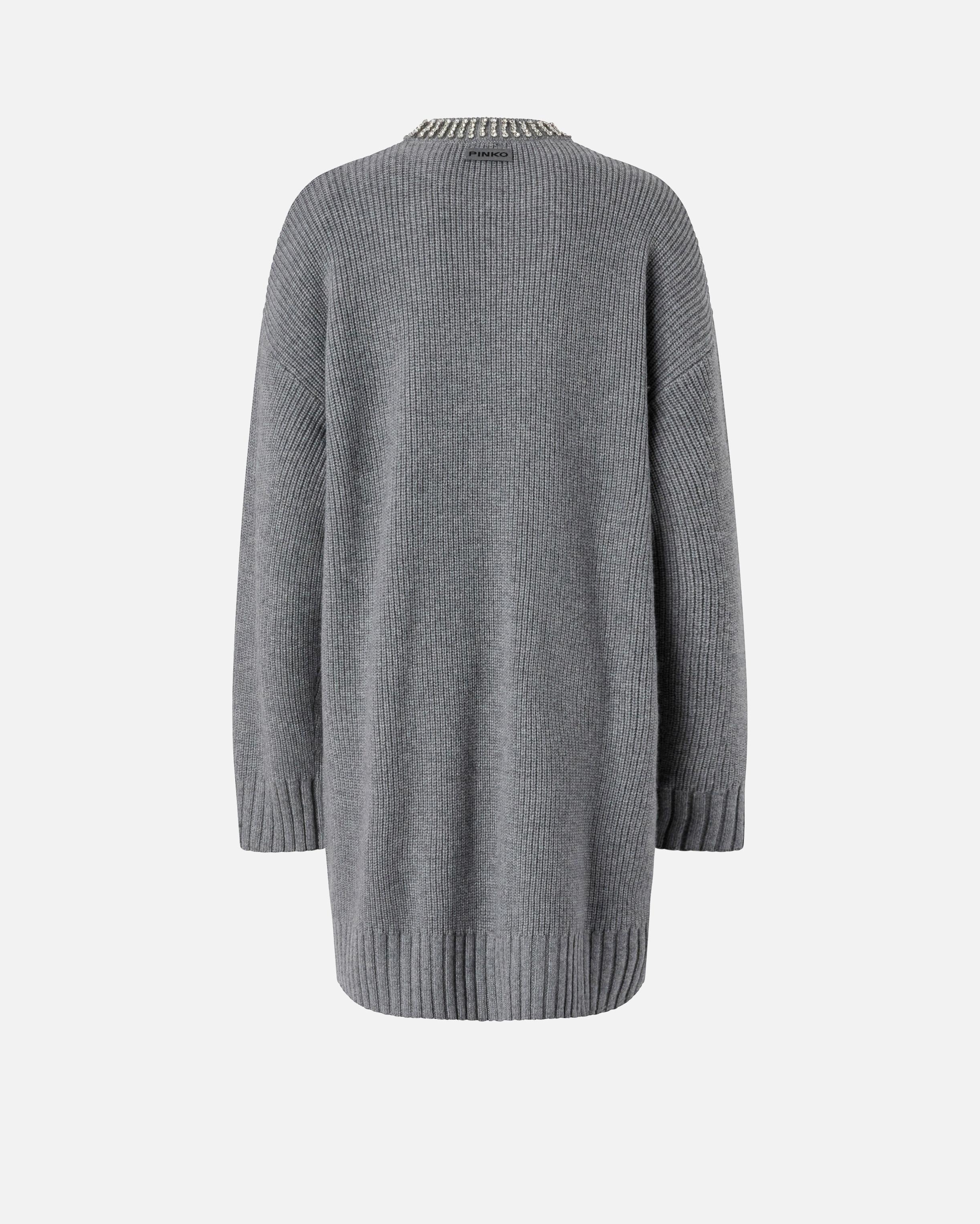 KNIT DRESS WITH RHINESTONE-DETAILED NECK - 6