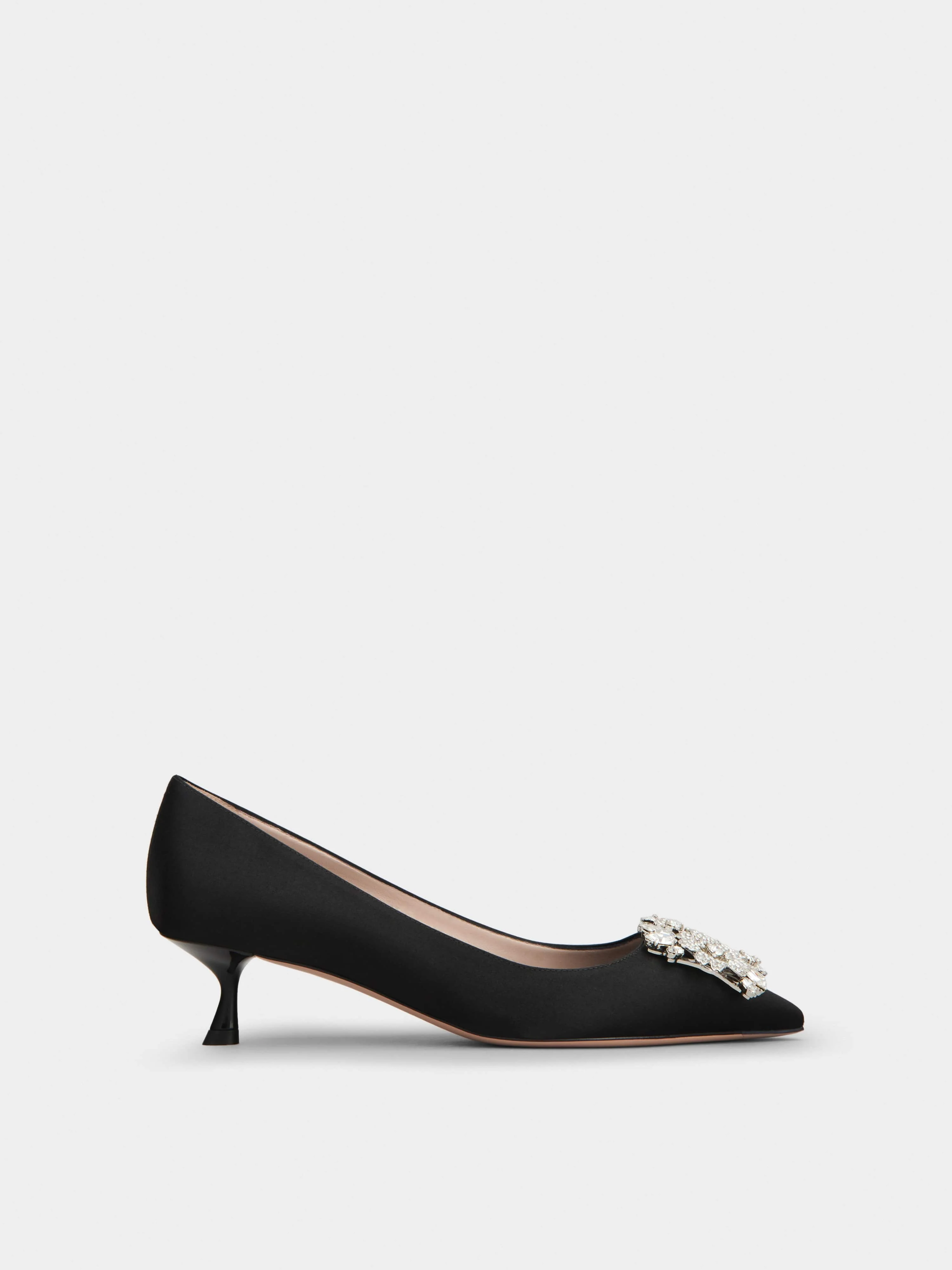 RV Bouquet Strass Buckle Pumps in Satin - 1