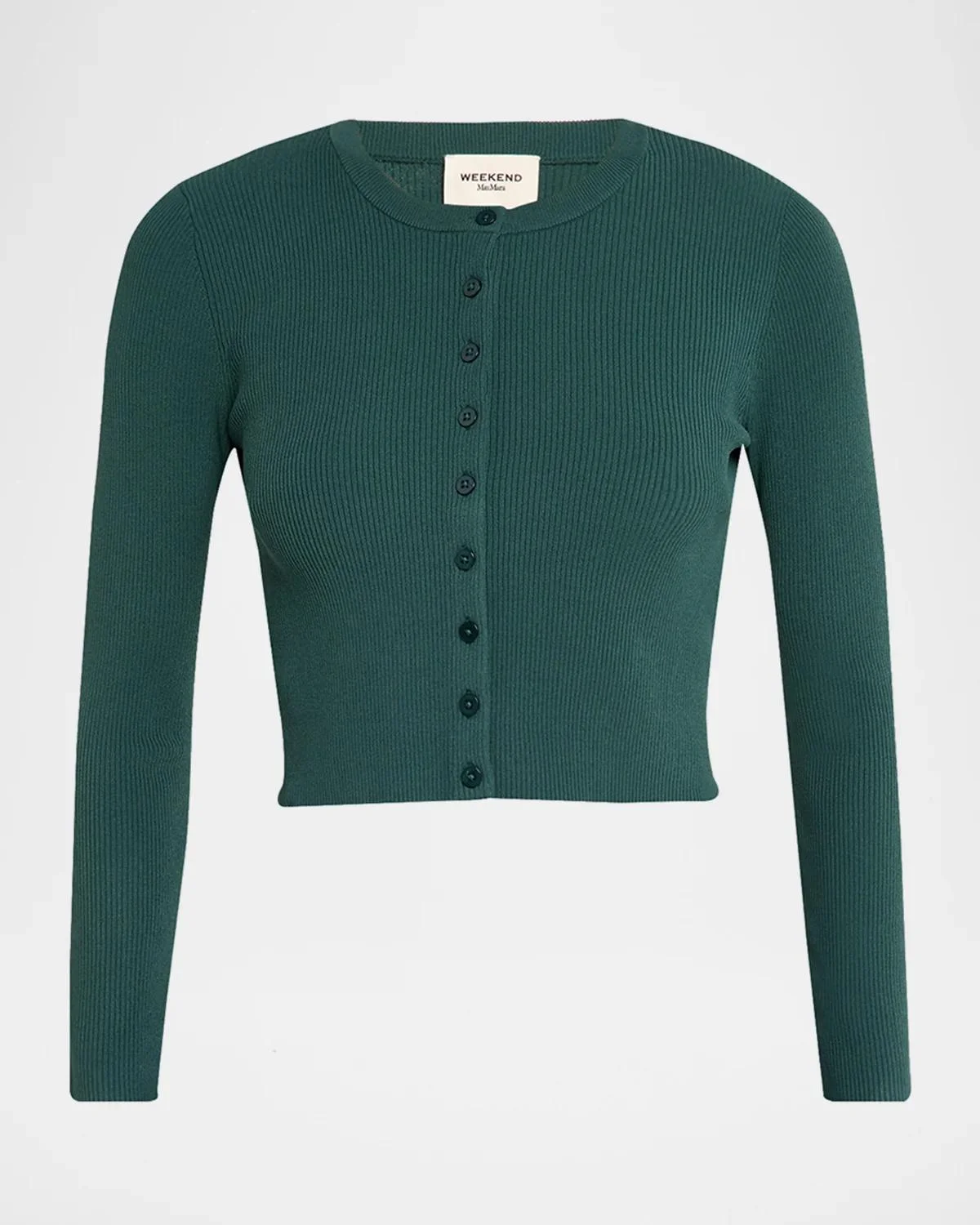 Cropped Rib Knit Cardigan - 1